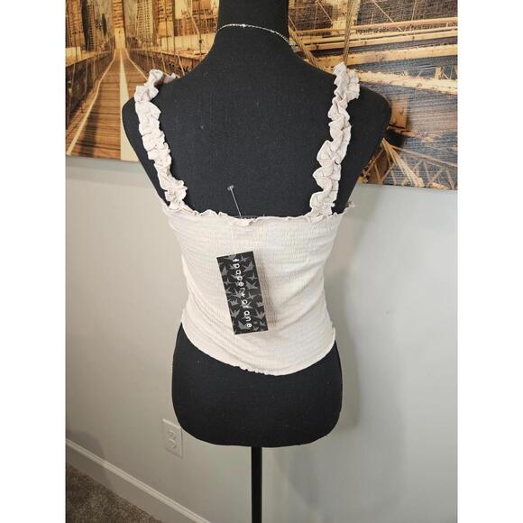 Nwt Paper Crane Ruffled Strap Crop Top in Cream 1057 - Picture 3 of 5